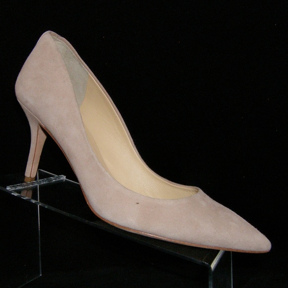 beige suede pointed heels